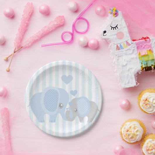美しい男の赤ちゃんの青象 ペーパープレート (パーティー)