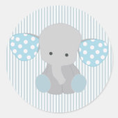 美しい男の赤ちゃんブルーエレファント ラウンドシール (正面)