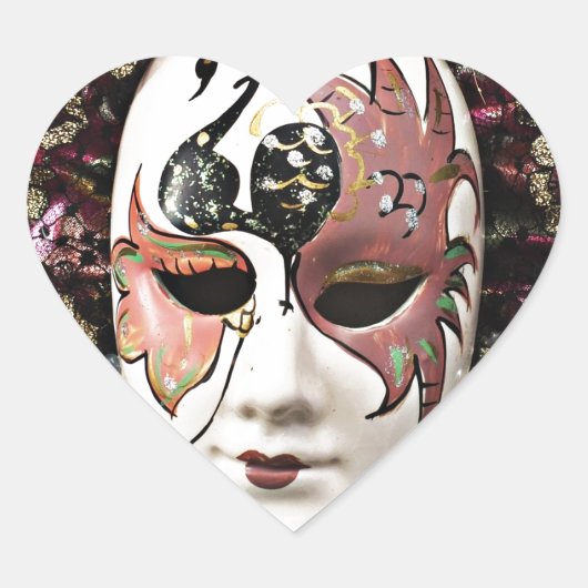 美しい男性カーニバルマスク ハートシール (正面)