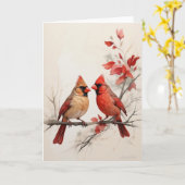 美しい男性赤深紅色絵画ズ空白の カード (黄色い花)