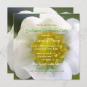 美しい白いちご花卒業式パーティー 招待状 (正面/裏面)