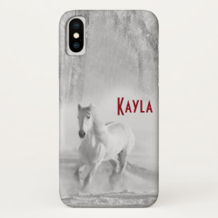 美しい白いアラビアの馬の駆け馬 iPhone X ケース