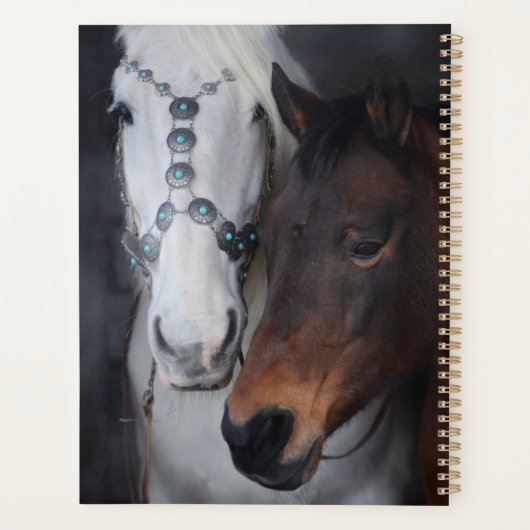 美しい白いアラビア馬と子馬 プランナー手帳 (裏面)