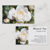 美しい白いエレガントバラの花プロフェッショナル 名刺 (正面/裏面)