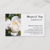 美しい白いエレガントバラの花プロフェッショナル 名刺 (裏面)