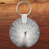 美しい白いクジャク キーホルダー (正面)