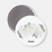 美しい白いクチナシの花が白に マグネット (正面/裏面)