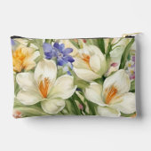 美しい白いクロキュース、オロсフル春の花 アクセサリーポーチ (裏面)