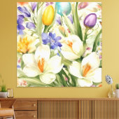 美しい白いクロキュース、オロсフル春の花 キャンバスプリント (インサイチュ (リビング))