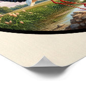 美しい白いコウノトリの円形3D画像 ポスター (角)