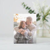 美しい白いスクリプトが日付を変更 ポストカード (スタンド正面)