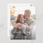 美しい白いスクリプトが日付を変更 ポストカード (正面/裏面)