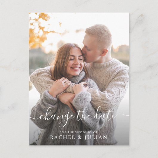 美しい白いスクリプトが日付を変更 ポストカード (正面)