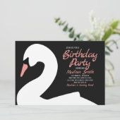 美しい白いスワンの誕生日招待状 招待状 (スタンド正面)