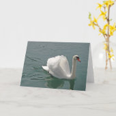 美しい白いスワン カード (黄色い花)