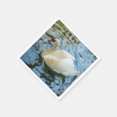 美しい白いスワン スタンダードカクテルナプキン (角)