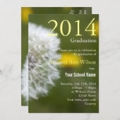 美しい白いタンポポの種子頭卒業 招待状 (正面/裏面)