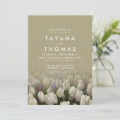 美しい白いチューリップ絵画ズ結婚式招待状 招待状 (スタンド正面)