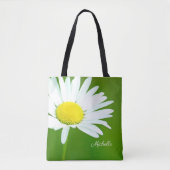美しい白いデイジーパーソナライズされた トートバッグ (正面)