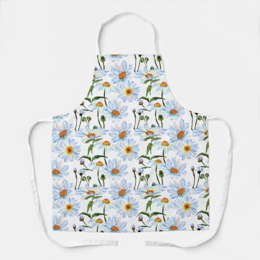 美しい白いデイジー花 エプロン (正面)