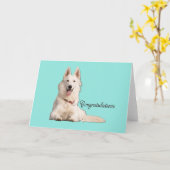 美しい白いドイツの羊飼い祝辞 カード (黄色い花)