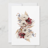 美しい白いバラと深紅のポピー 招待状 (裏面)