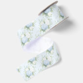 美しい白いバラと青いアジサイの花 サテンリボン (裏面)