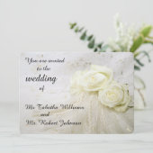 美しい白いバラのウェディング招待状 招待状 (スタンド正面)