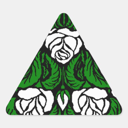 美しい白いバラの三角形 三角形シール (正面)