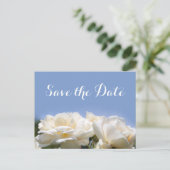 美しい白いバラの花が日付を保存 案内ポストカード (スタンド正面)