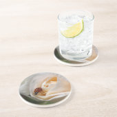 美しい白いバラの花とヒラメ コースター (側面)