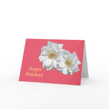 美しい白いバラの花の赤い幸せな休日