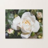 美しい白いバラの花。ラブとロマンス。 ジグソーパズル (横)