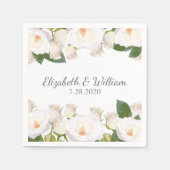 美しい白いバラエレガントロマン結婚ティック スタンダードカクテルナプキン (正面)