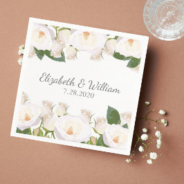 美しい白いバラエレガントロマン結婚ティック スタンダードカクテルナプキン