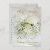 美しい白いバラ 30周年結婚記念日 招待状 (正面/裏面)