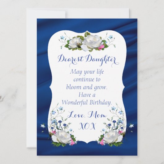 美しい白いバラfor娘の誕生日 カード (裏面)