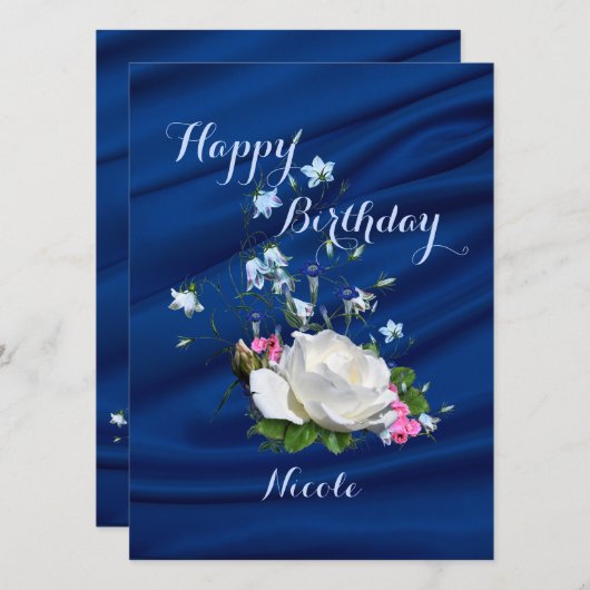 美しい白いバラfor娘の誕生日 カード (正面/裏面)