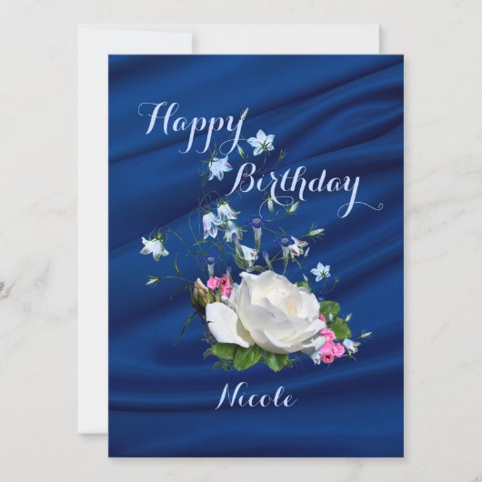 美しい白いバラfor娘の誕生日 カード (正面)