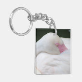 美しい白いフラミンゴ キーホルダー (正面左)