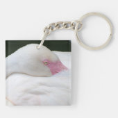美しい白いフラミンゴ キーホルダー (裏面)