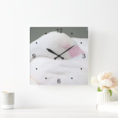 美しい白いフラミンゴ スクエア壁時計 (ホーム)