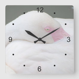 美しい白いフラミンゴ スクエア壁時計
