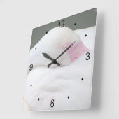 美しい白いフラミンゴ スクエア壁時計 (傾斜)