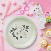 美しい白いフローラの結婚緑 ペーパープレート (パーティー)