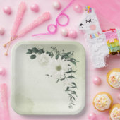 美しい白いフローラの結婚緑 ペーパープレート (パーティー)