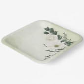 美しい白いフローラの結婚緑 ペーパープレート (傾斜あり)