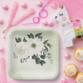 美しい白いフローラの結婚緑 ペーパープレート (パーティー)