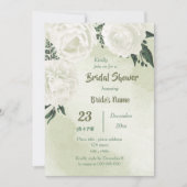 美しい白いフローラの緑のブライダルシャワー 招待状