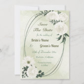 美しい白いフローラ幾何学 セーブザデート (正面)